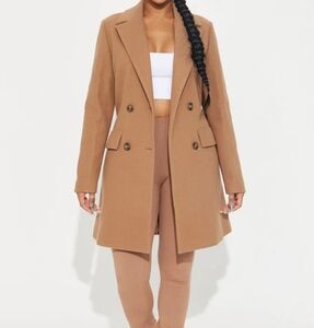 Brand new- brown/beigh wool lined long trench winter coat